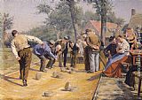 Remy Cogghe A Game of Bowls in the Village Square painting